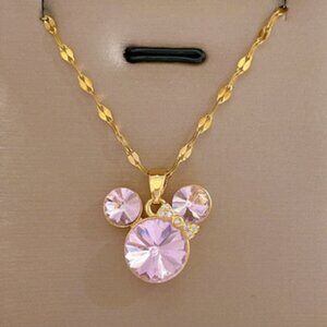 Gold Necklace with Crystal Accents